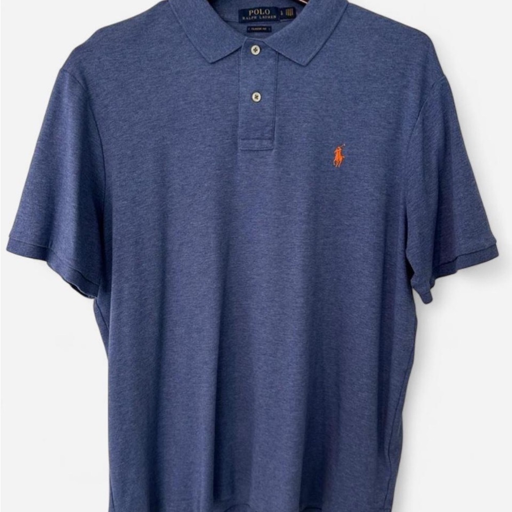 Ralph Lauren Men’s Heather Navy Polo with Orange Pony